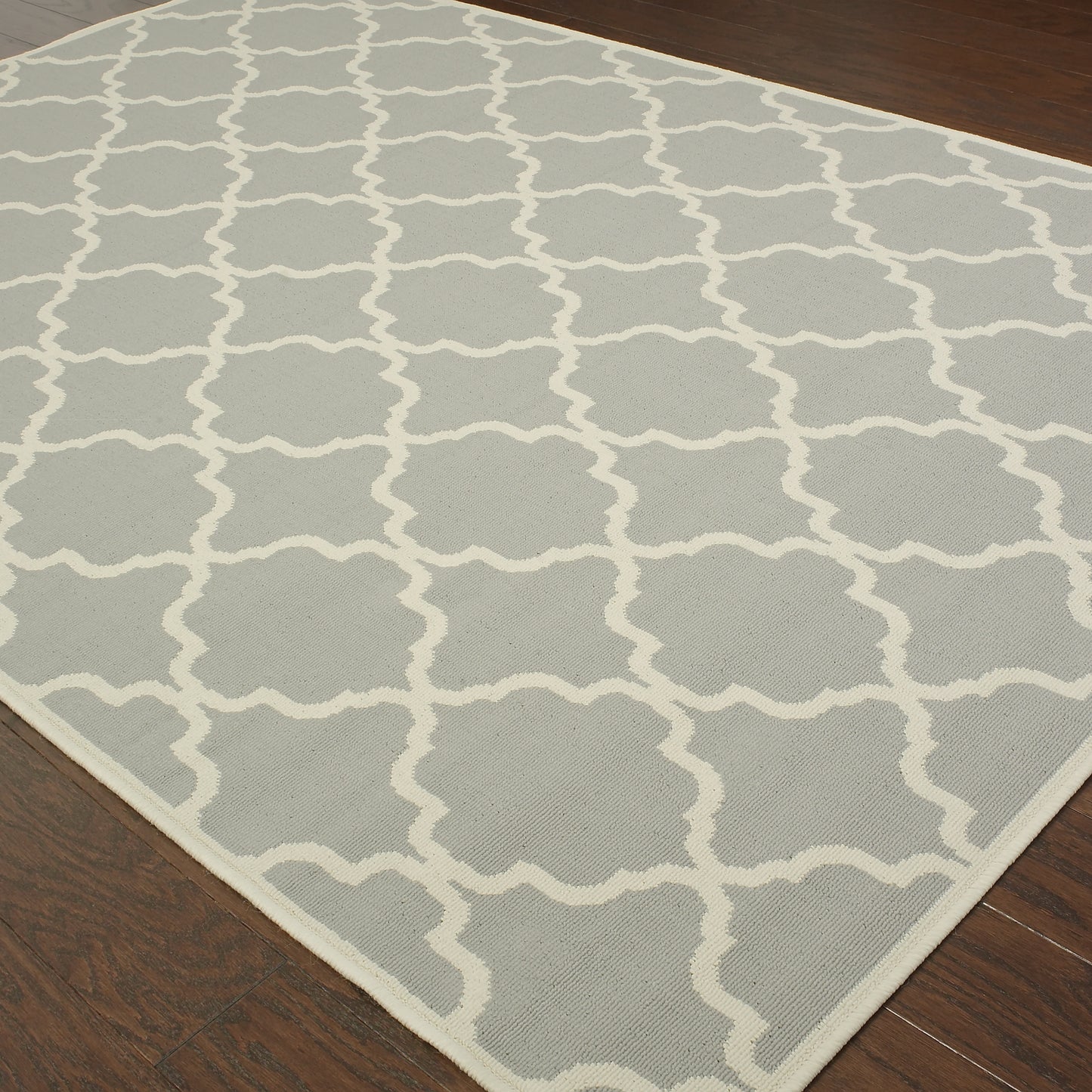 Riviera Grey Ivory Moroccan Geometric Indoor/Outdoor Rug