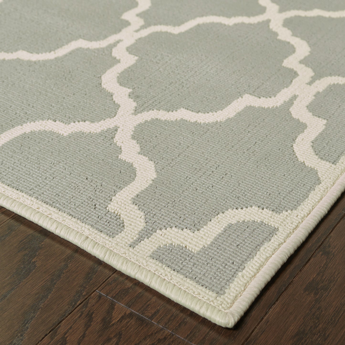 Riviera Grey Ivory Moroccan Geometric Indoor/Outdoor Rug