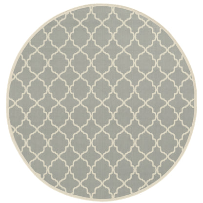 Riviera Grey Ivory Moroccan Geometric Indoor/Outdoor Rug