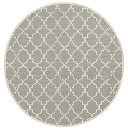 Riviera Grey Ivory Moroccan Geometric Indoor/Outdoor Rug