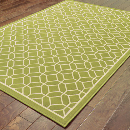 Riviera Green Ivory Transitional Geometric Indoor/Outdoor Rug