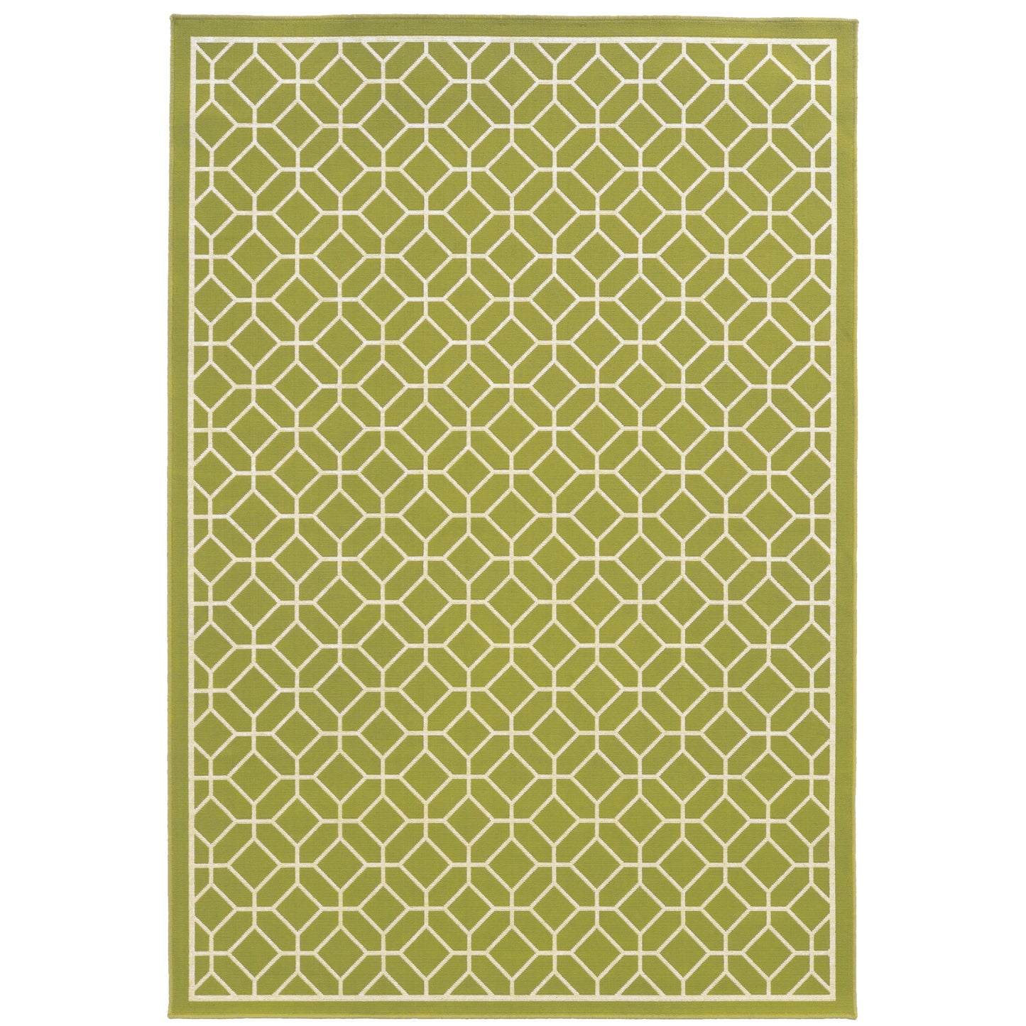 Riviera Green Ivory Transitional Geometric Indoor/Outdoor Rug