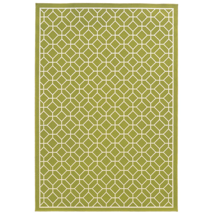 Riviera Green Ivory Transitional Geometric Indoor/Outdoor Rug