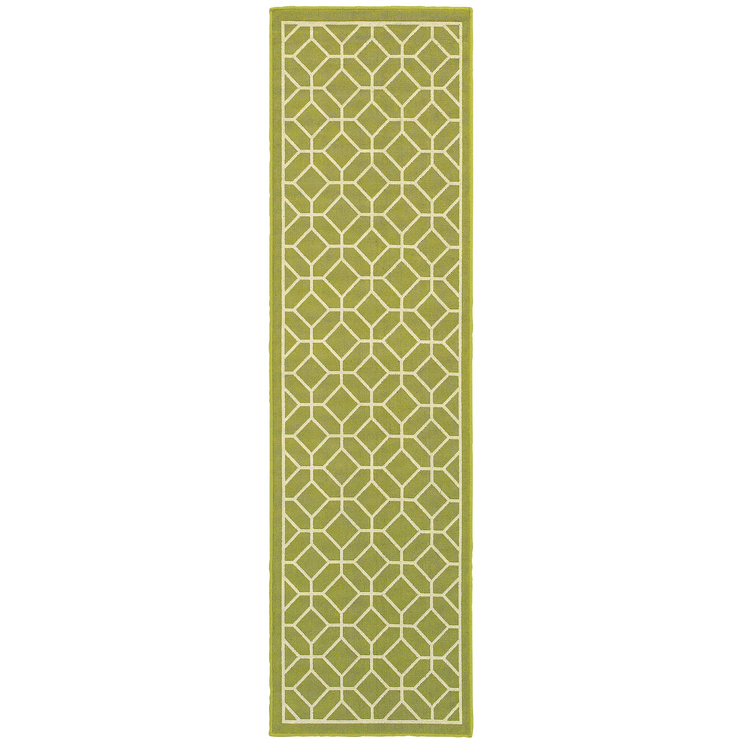 Riviera Green Ivory Transitional Geometric Indoor/Outdoor Rug