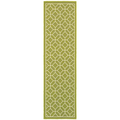 Riviera Green Ivory Transitional Geometric Indoor/Outdoor Rug