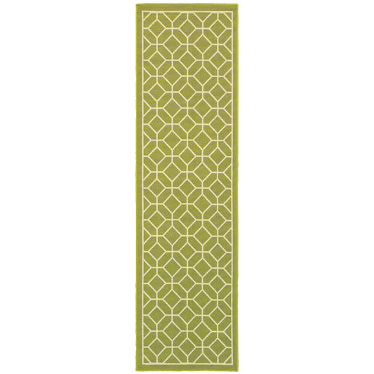 Riviera Green Ivory Transitional Geometric Indoor/Outdoor Rug