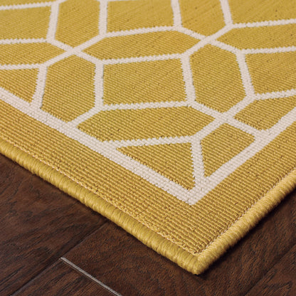 Riviera Gold Ivory Transitional Geometric Indoor/Outdoor Rug