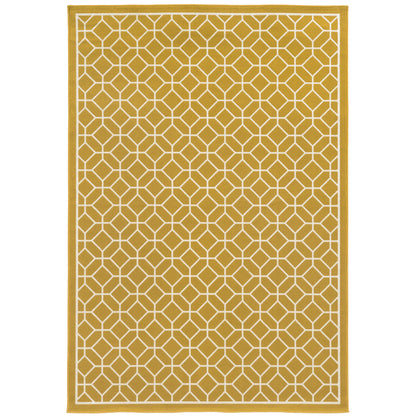 Riviera Gold Ivory Transitional Geometric Indoor/Outdoor Rug