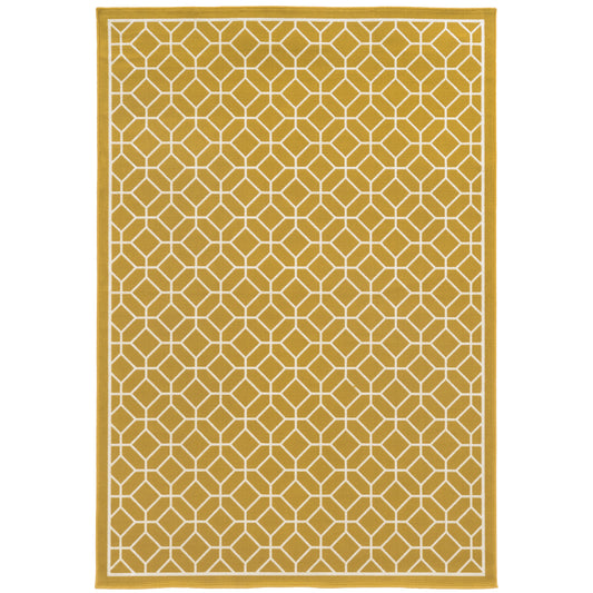 Riviera Gold Ivory Transitional Geometric Indoor/Outdoor Rug