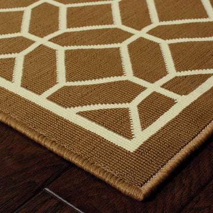 Riviera Brown Ivory Transitional Geometric Indoor/Outdoor Rug