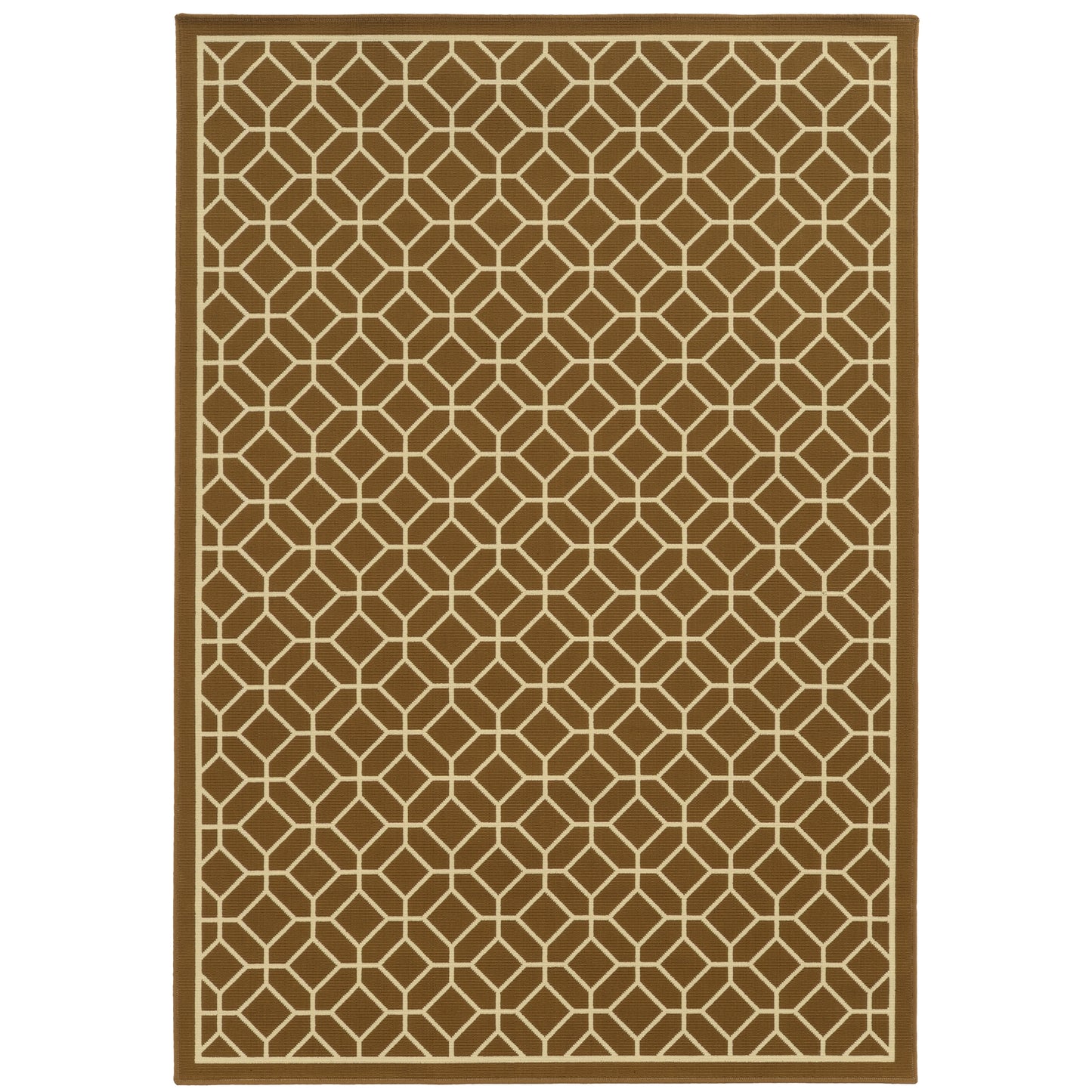 Riviera Brown Ivory Transitional Geometric Indoor/Outdoor Rug