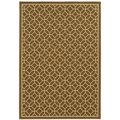 Riviera Brown Ivory Transitional Geometric Indoor/Outdoor Rug