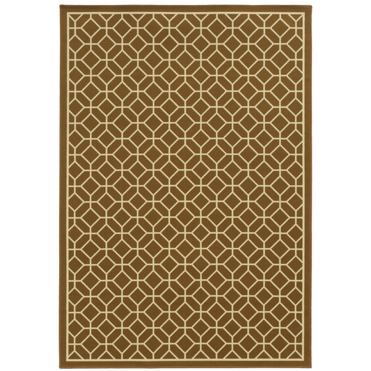 Riviera Brown Ivory Transitional Geometric Indoor/Outdoor Rug