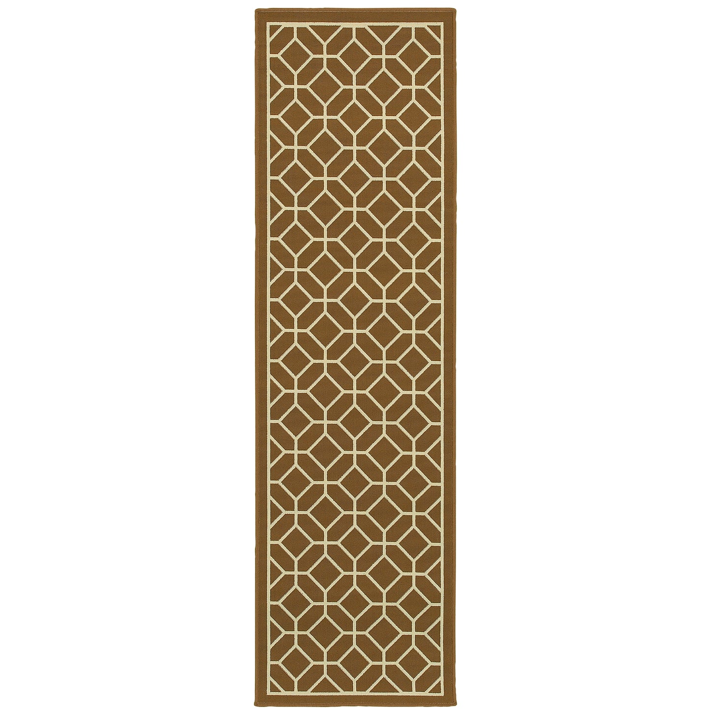 Riviera Brown Ivory Transitional Geometric Indoor/Outdoor Rug