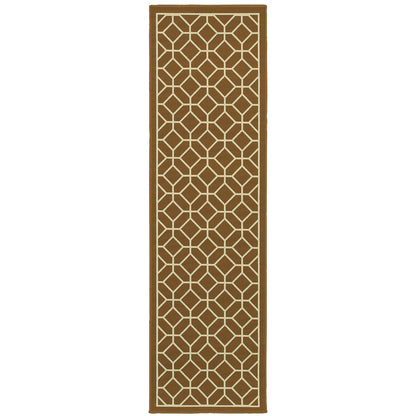 Riviera Brown Ivory Transitional Geometric Indoor/Outdoor Rug