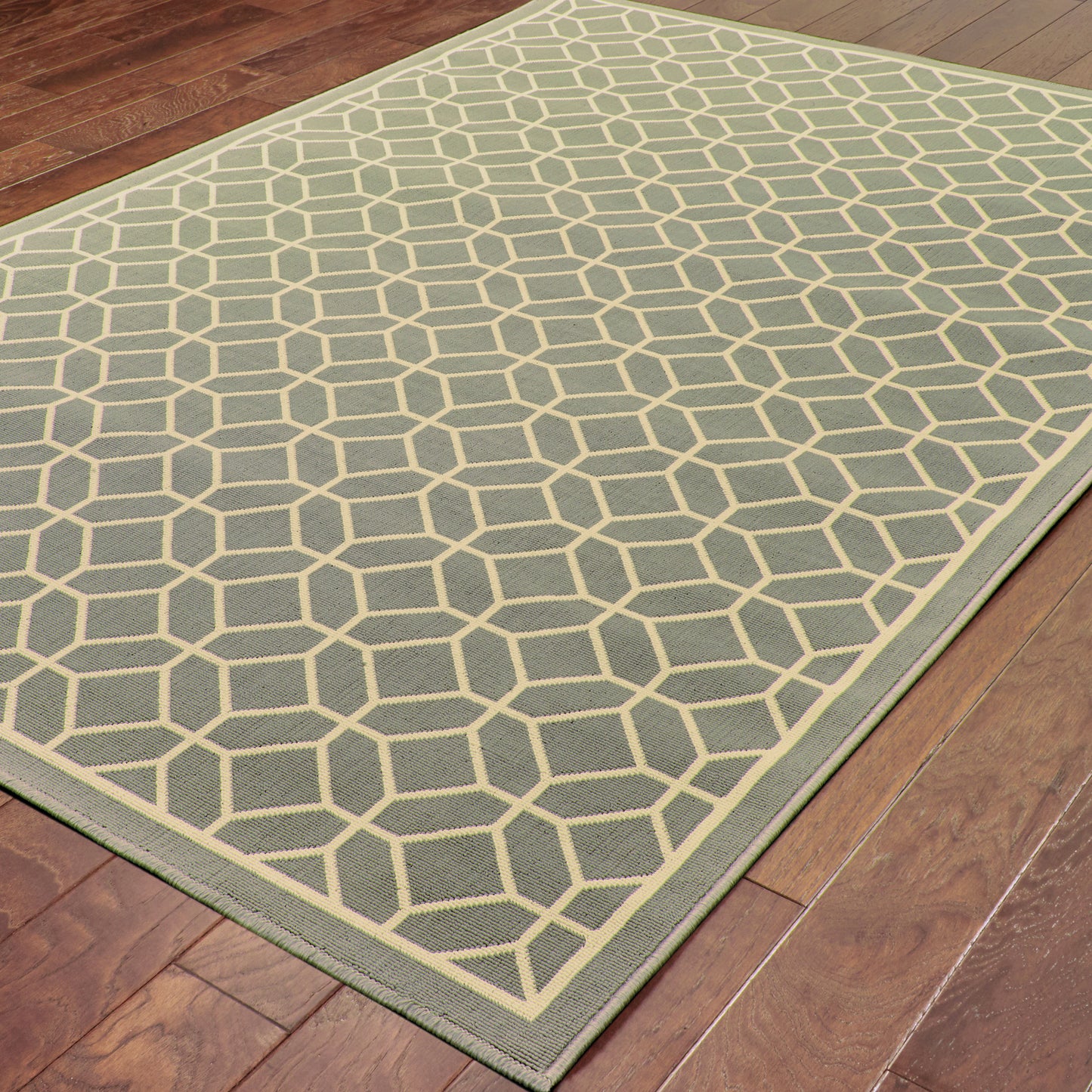 Riviera Grey Ivory Transitional Geometric Indoor/Outdoor Rug