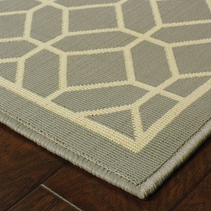 Riviera Grey Ivory Transitional Geometric Indoor/Outdoor Rug