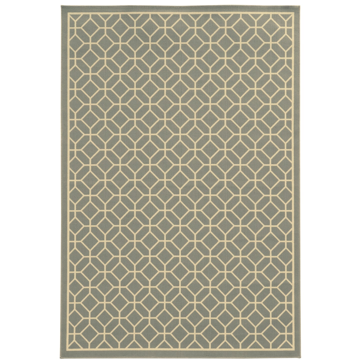 Riviera Grey Ivory Transitional Geometric Indoor/Outdoor Rug