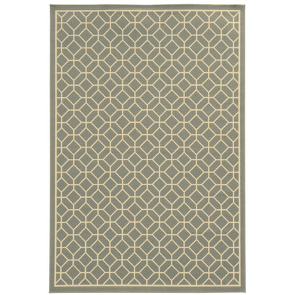 Riviera Grey Ivory Transitional Geometric Indoor/Outdoor Rug