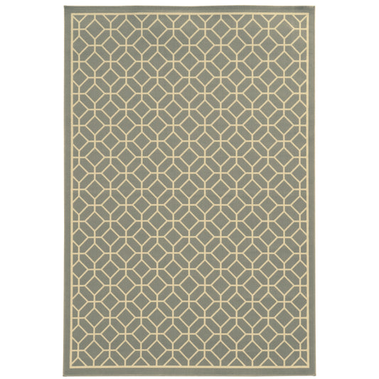 Riviera Grey Ivory Transitional Geometric Indoor/Outdoor Rug