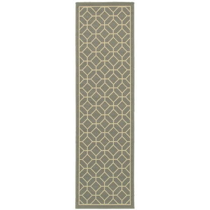 Riviera Grey Ivory Transitional Geometric Indoor/Outdoor Rug