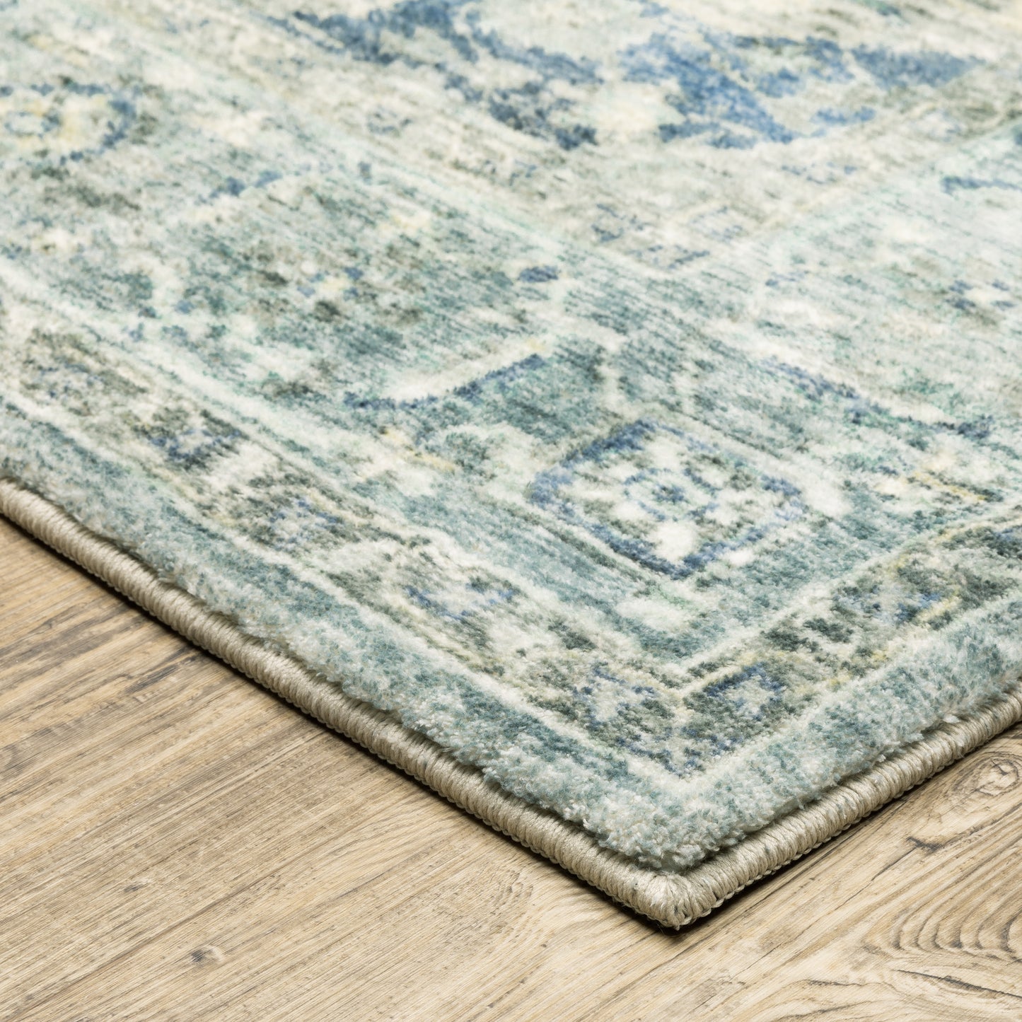 Savoy Grey Blue Traditional Medallion Indoor Rug