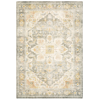 Savoy Grey Gold Traditional Oriental Indoor Rug