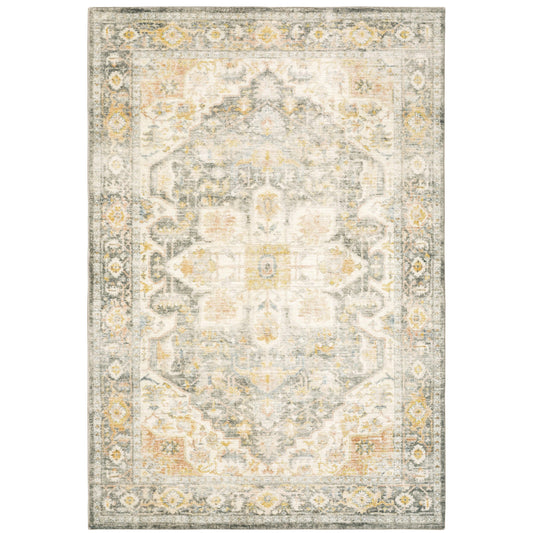 Savoy Grey Gold Traditional Oriental Indoor Rug