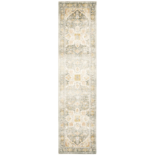 Savoy Grey Gold Traditional Oriental Indoor Rug