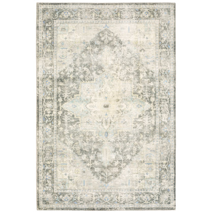 Savoy Grey Ivory Traditional Oriental Indoor Rug