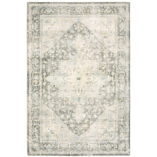 Savoy Grey Ivory Traditional Oriental Indoor Rug