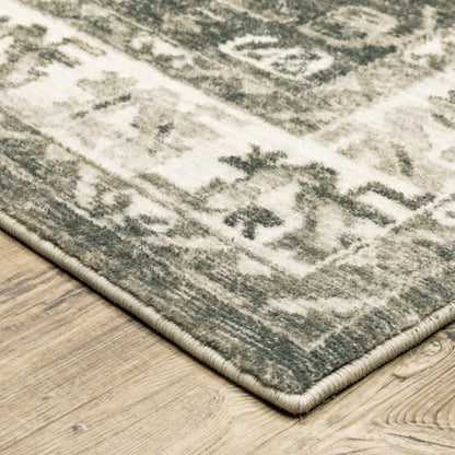 Savoy Grey Ivory Traditional Oriental Indoor Rug