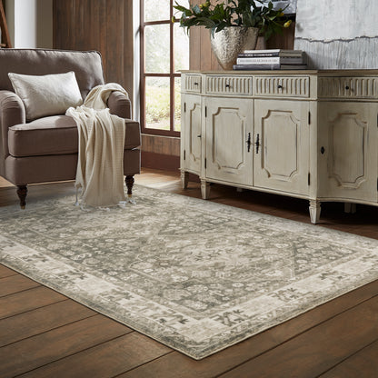 Savoy Grey Ivory Traditional Oriental Indoor Rug