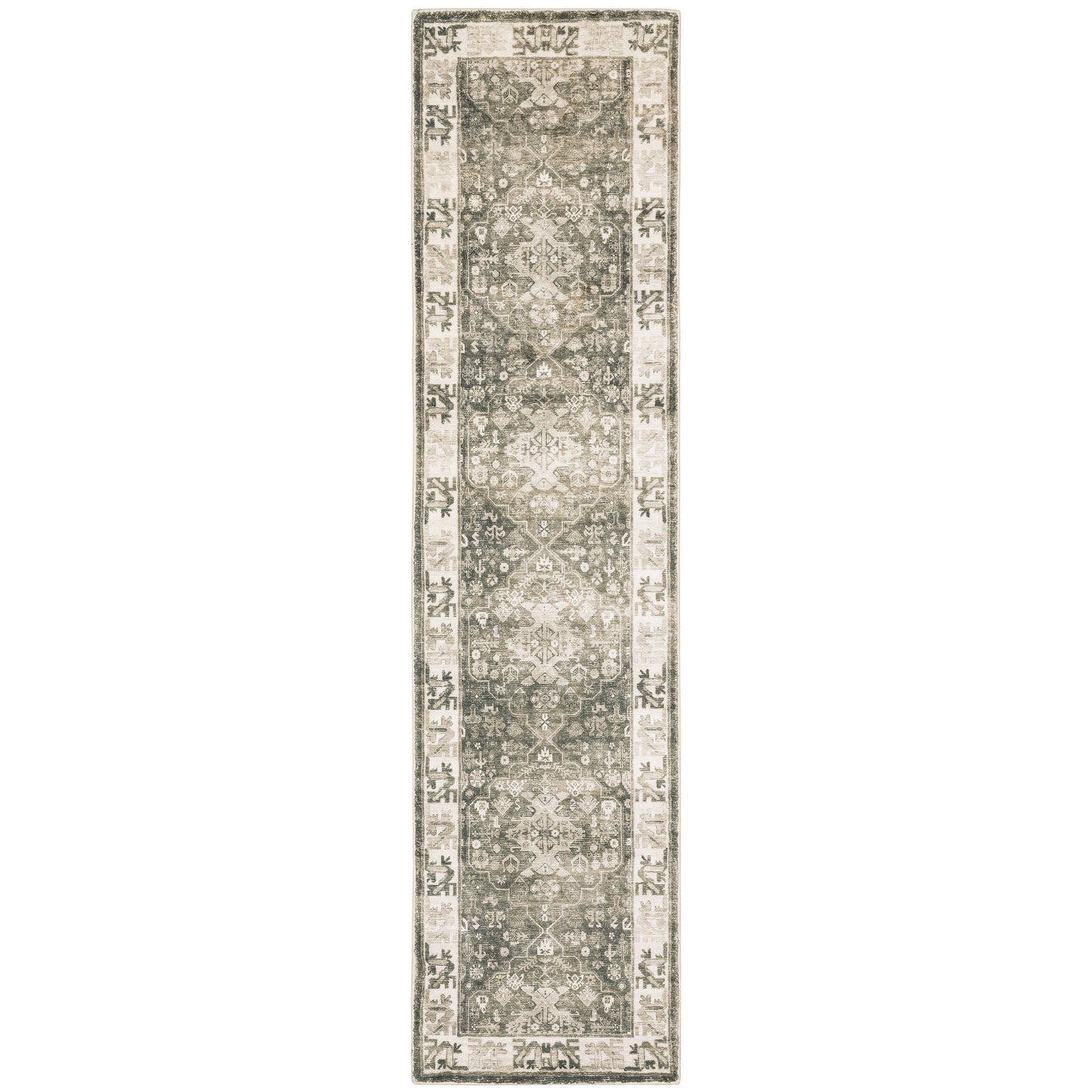 Savoy Grey Ivory Traditional Oriental Indoor Rug