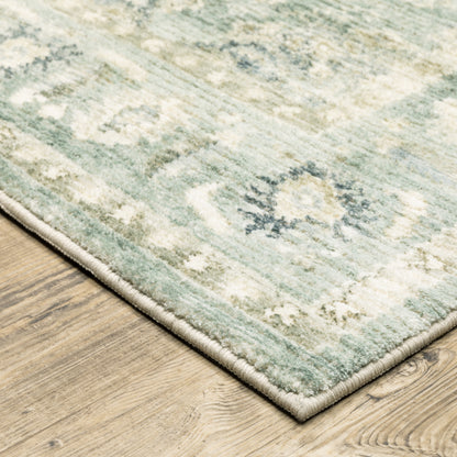 Savoy Green Ivory Traditional Oriental Indoor Rug