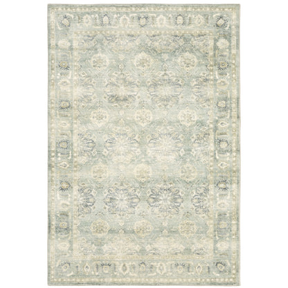 Savoy Green Ivory Traditional Oriental Indoor Rug