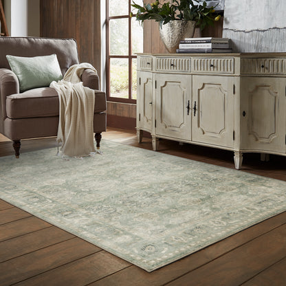 Savoy Green Ivory Traditional Oriental Indoor Rug