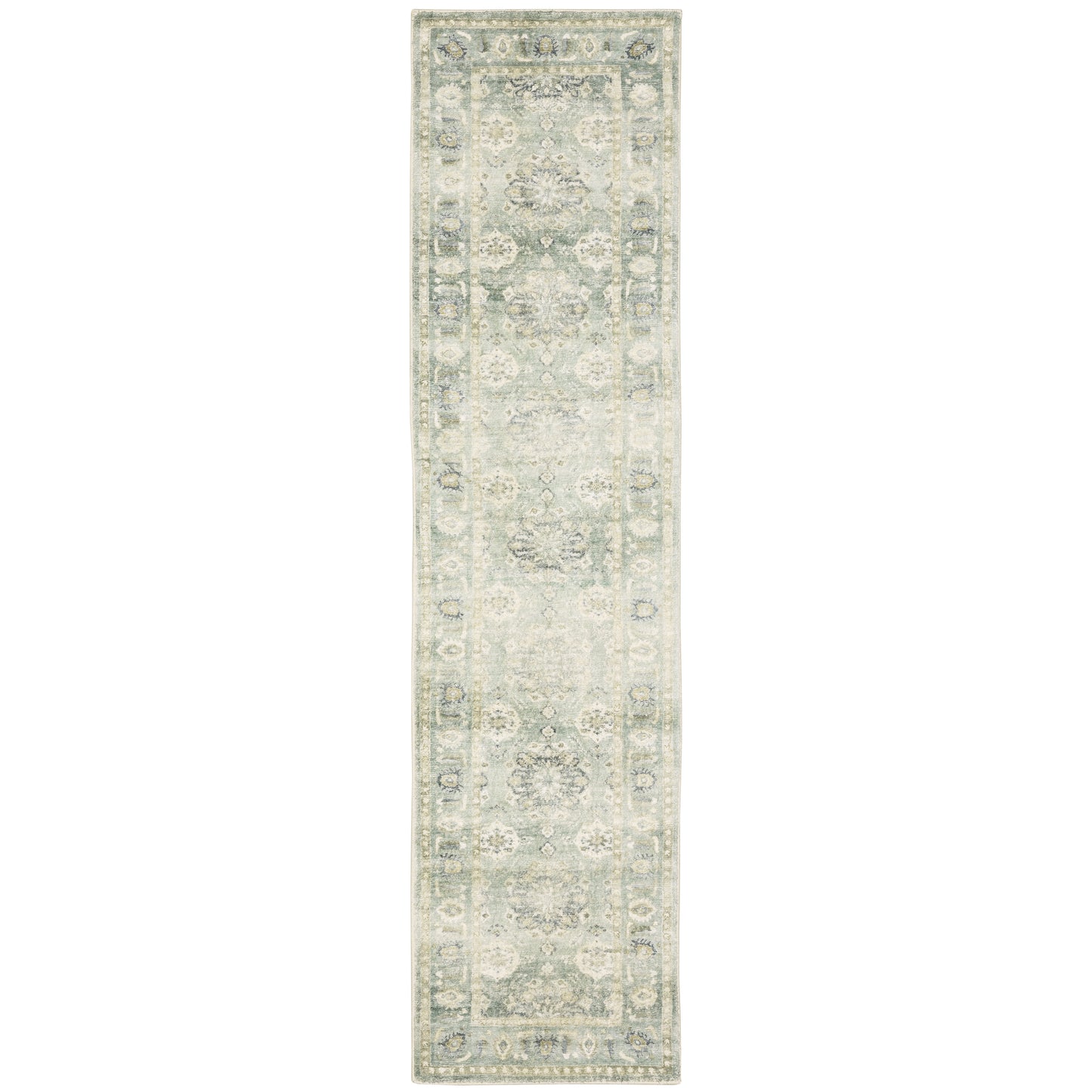 Savoy Green Ivory Traditional Oriental Indoor Rug