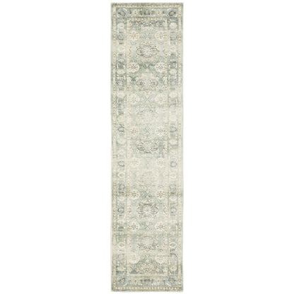 Savoy Green Ivory Traditional Oriental Indoor Rug