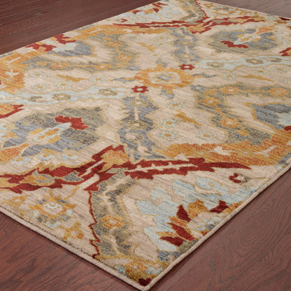 Sedona Beige Orange Transitional Abstract Indoor Rug