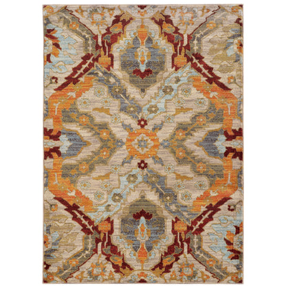 Sedona Beige Orange Transitional Abstract Indoor Rug