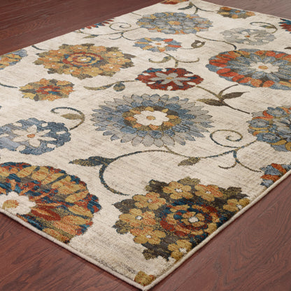 Sedona Ivory Multi Modern & Contemporary Floral Indoor Rug