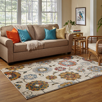 Sedona Ivory Multi Modern & Contemporary Floral Indoor Rug