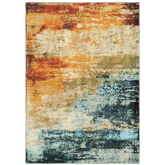 Sedona Blue Red Modern & Contemporary Abstract Indoor Rug