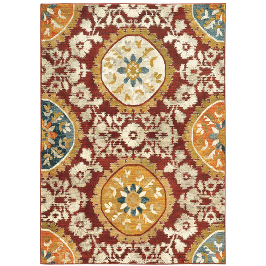 Sedona Red Gold Modern & Contemporary Oriental Indoor Rug