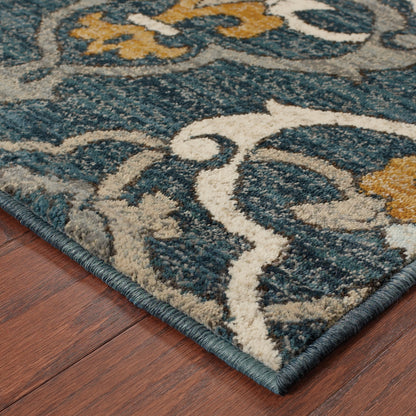 Sedona Blue Gold Transitional Floral Indoor Rug