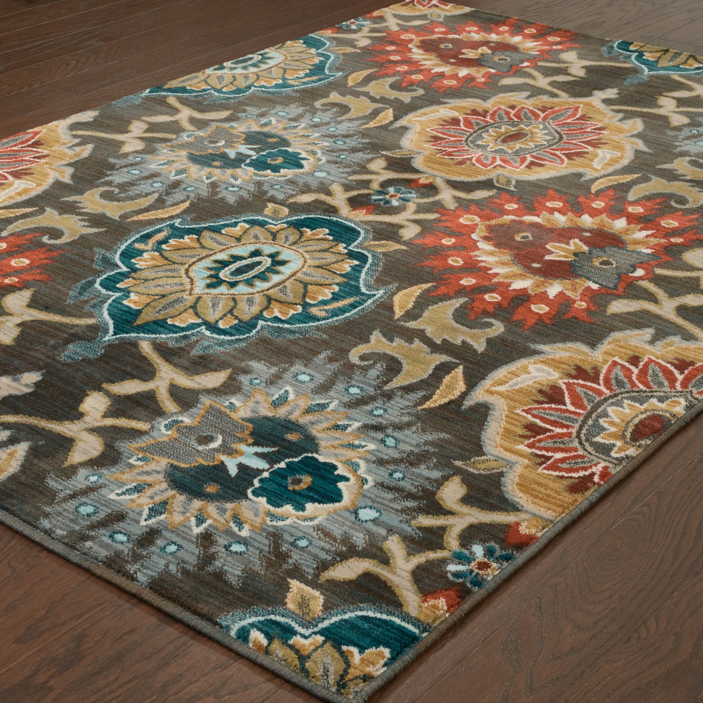 Sedona Brown Multi Transitional Floral Indoor Rug