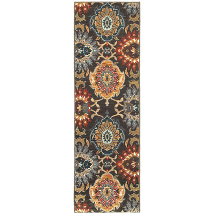 Sedona Brown Multi Transitional Floral Indoor Rug