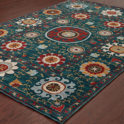 Sedona Teal Multi Bohemian Floral Indoor Rug