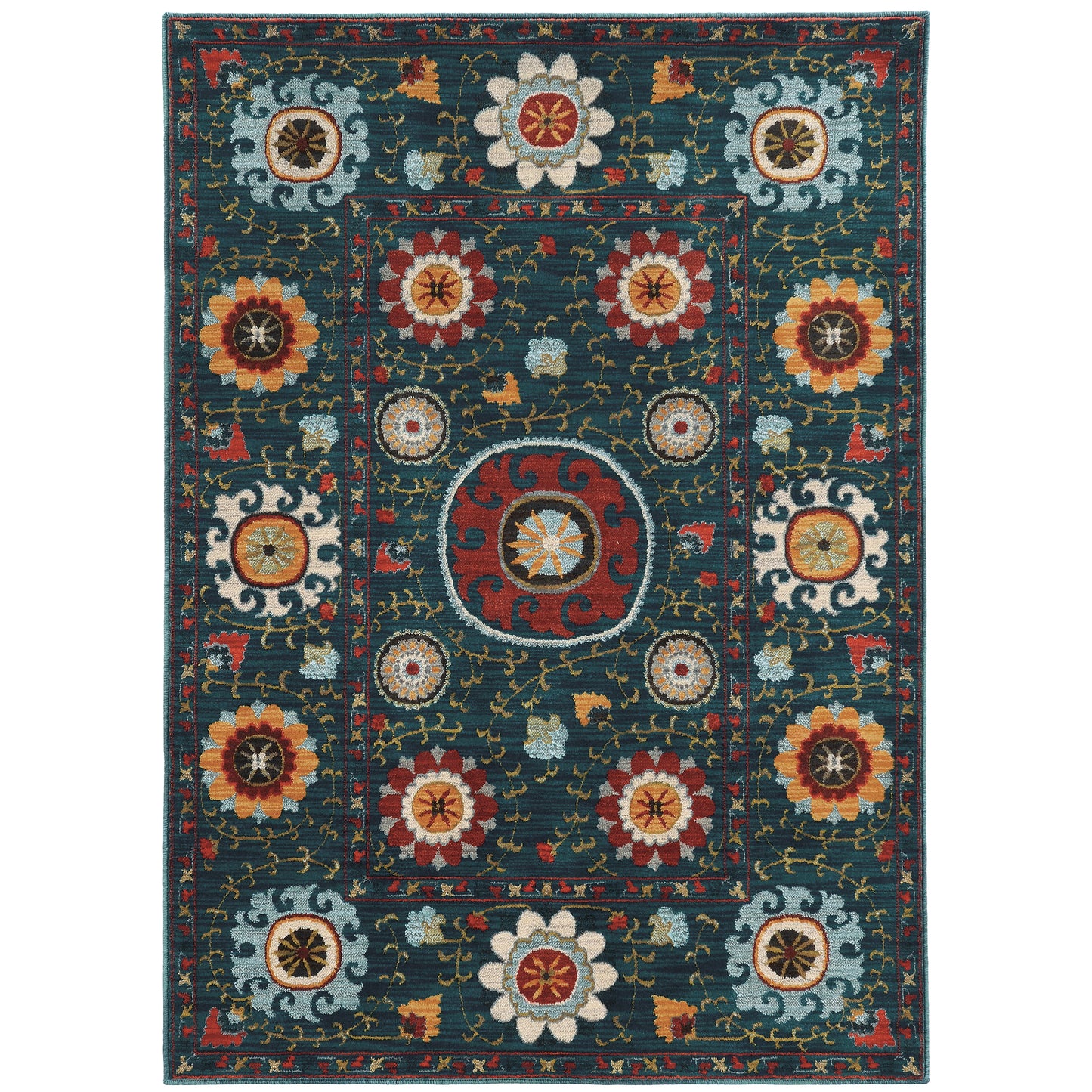 Sedona Teal Multi Bohemian Floral Indoor Rug